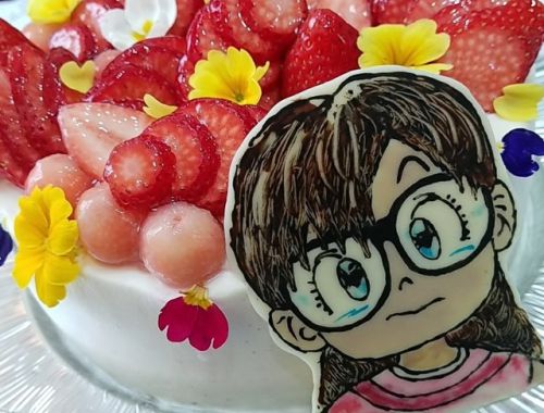 ★仲良し女医さん似顔絵の誕生日ケーキ☆