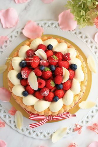 たっぷりベリーと濃厚バニラのシャルロットケーキ