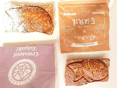 花畑牧場監修・神降臨×クロワッサンたい焼・生キャラメルカスタード(濃厚キャラメルカスタード)&スイートポテト(安納芋あん使用)@銀のあん