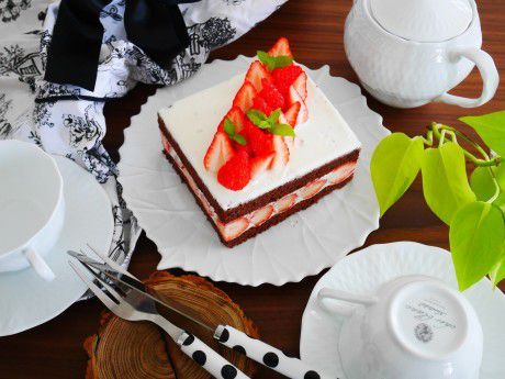 いちごのココアショートケーキ♪