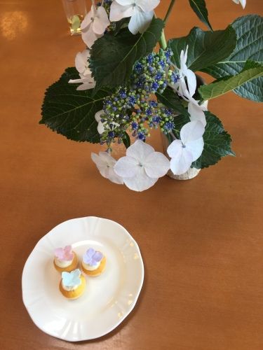 ボランティアレッスン 紫陽花のミニカップケーキ