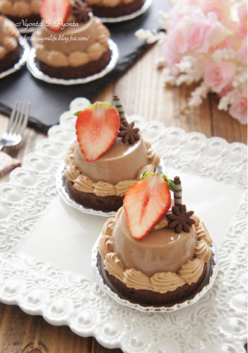 苺とチーズのチョコプリンタルト
