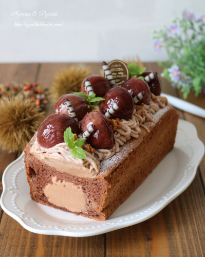 チョコと栗の生パウンドケーキ♪