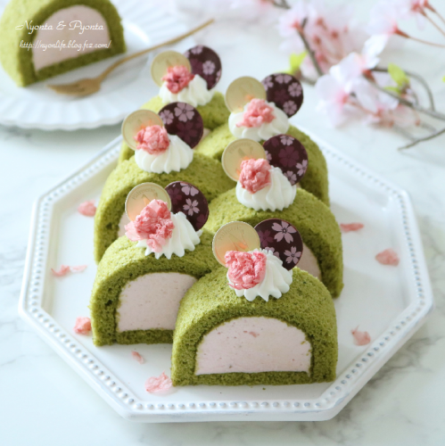 桜と抹茶のプレミアムケーキ
