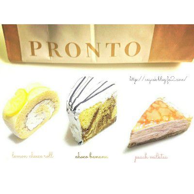 TEA TEA TEA(紅茶週間)×CHOCO BANANA (バナナ祭り)~はちみつレモンのレアチーズロール&ピーチティーミルクレープ&チョコシフォンケーキ(バナナ風味)@PRONT
