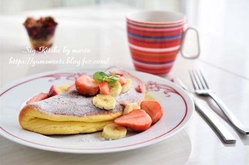 スフレオムレットパンケーキ、そして、レシピは動画を参考に