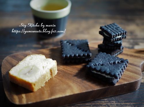 ブラックココアのチョコサンドクッキーと栗きんとんパウンドケーキ(レシピ)