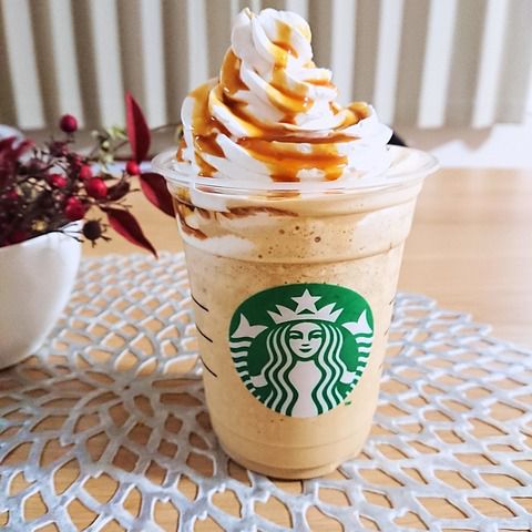【おうちカフェ】自宅でスタバ★キャラメルフラペチーノ(レシピ付き)を作ってみた♪