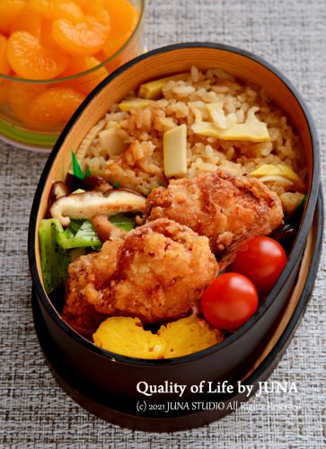 【今日の娘弁当】本日のリクエストはやっぱり来たぞ、から揚げ弁当!/黒豆入り特大ホットケーキ/七草がゆ