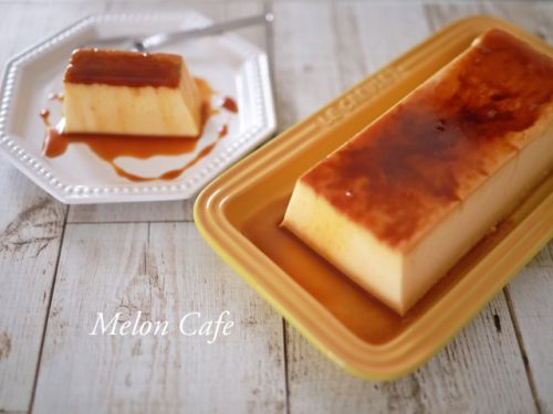 パウンドケーキ型で、しっかり固めのカスタードプリン