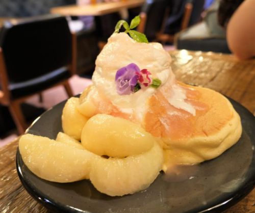 【東京 渋谷】Espresso D Works Shibuya エスプレッソディーワークス 渋谷店 桃のパンケーキ