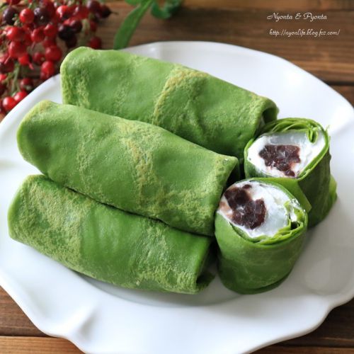 抹茶と小豆の和風クレープ&かぼちゃと紫いもの簡単クレープ