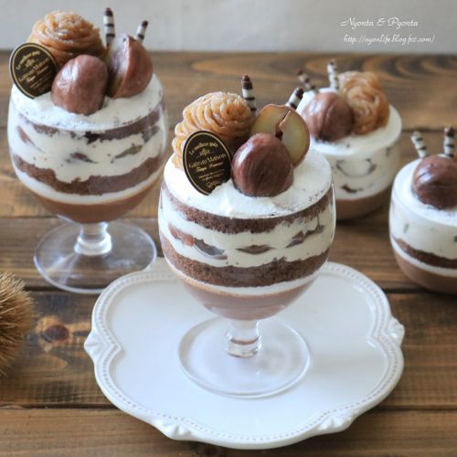 栗のグラスショートケーキ