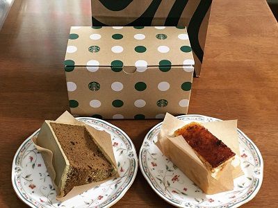 スタバ アップルシブーストとほうじ茶シフォンケーキ♪