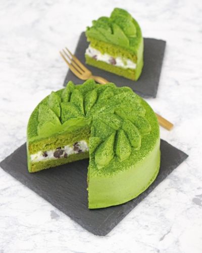抹茶と鹿の子豆のショートケーキ