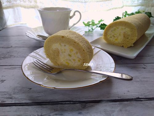 旬のさつま芋で♪さつま芋のシフォンロールケーキ