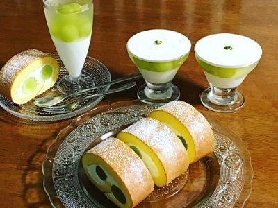 シャインマスカットのロールケーキとゼリー♪
